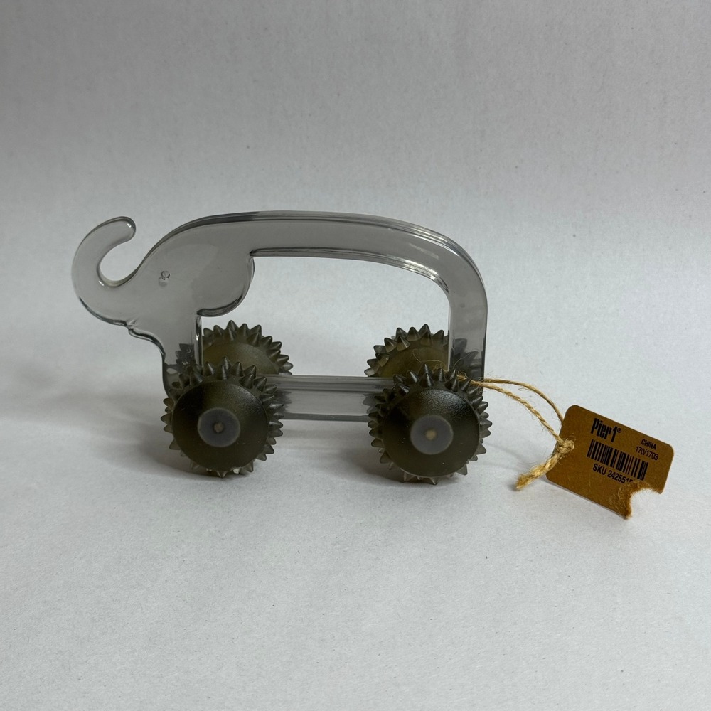 Vintage Pier 1 Elephant Shaped Clear Plastic Massage Roller Tool‎ Retired